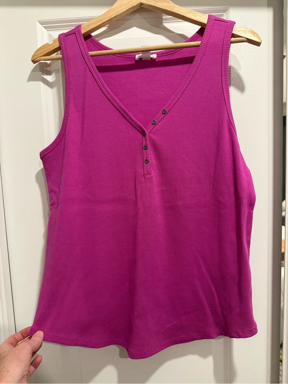 Tribal Jeans Women’s Sleeveless Henley Tank Top - Orchid - Large